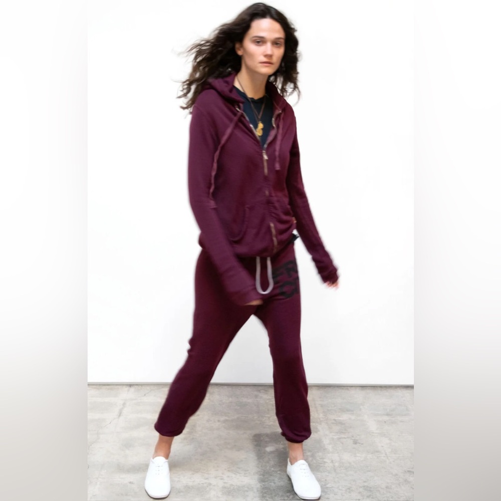 FREECITY SUPERFLUFF Lux Zip Hoodie Sweatshirt |  Maroon Deeplove | sz 1